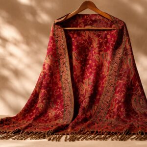 HOME u&i pashmina feel reversible shawl (mehroon paisley edition)