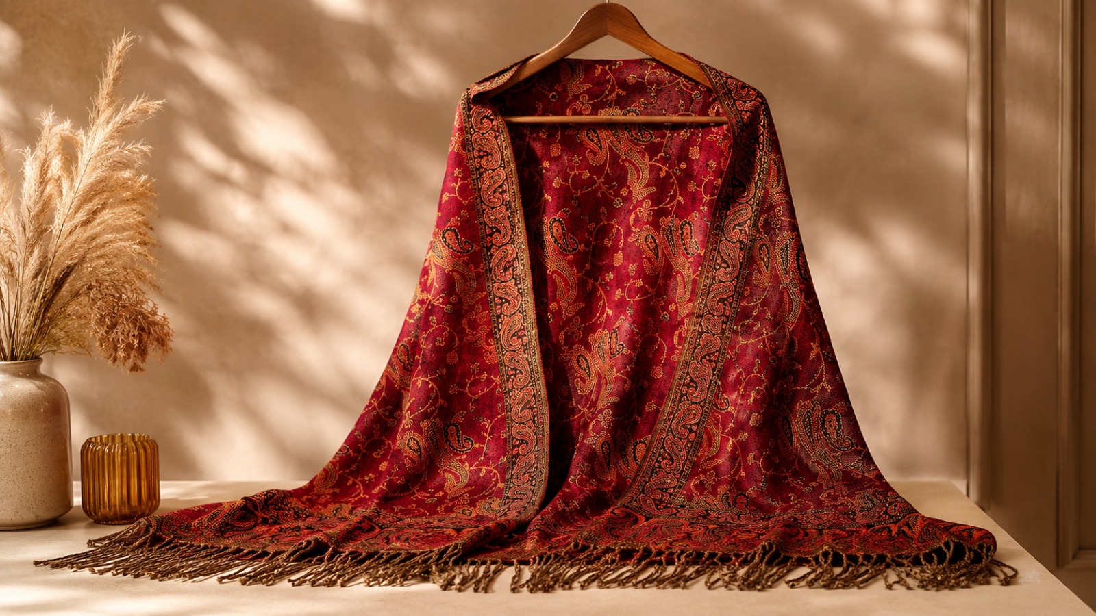 u&i pashmina feel reversible shawl (mehroon paisley edition) u&i pashmina feel reversible shawl (mehroon paisley edition)