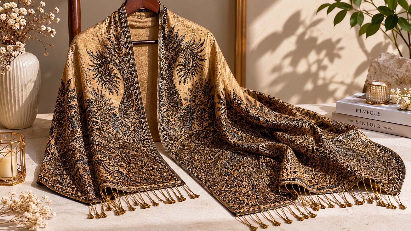 u&i pashmina feel reversible shawl